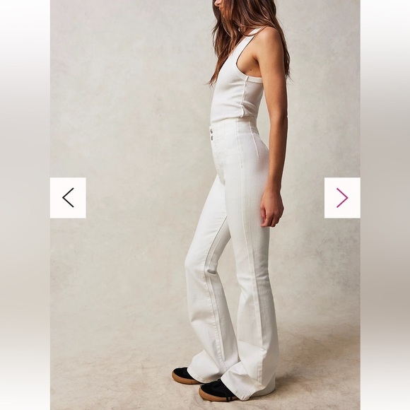 WE THE FREE Jayde Cord Flare Jeans Size 25 White Hippie Retro 70’s Stretch - Picture 1 of 15
